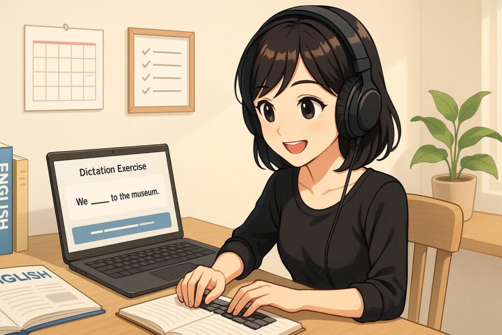 パソコンでディクテーションするひとみさん